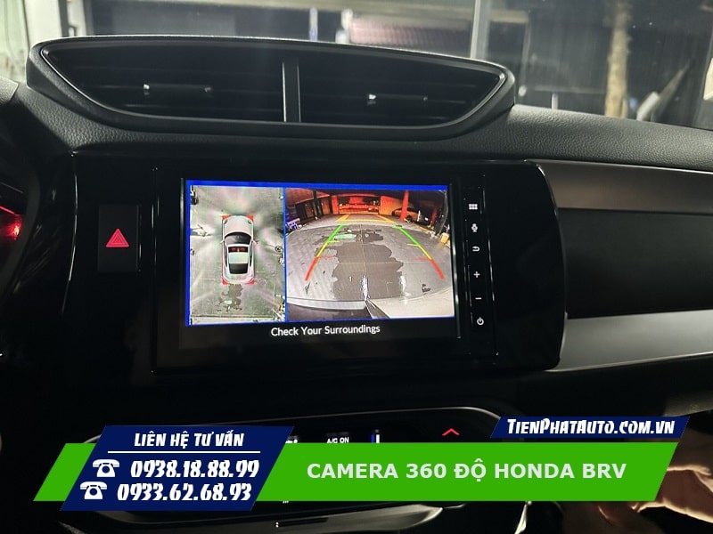 Hình ảnh camera 360 độ hiển thị góc quay phía sau xe