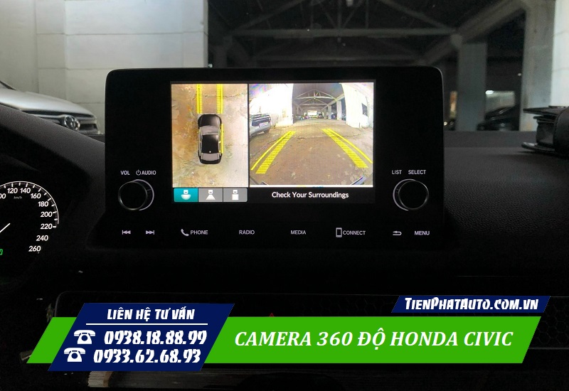Camera 360 độ Honda Civic 2022 là phụ kiện cần thiết không thể thiếu