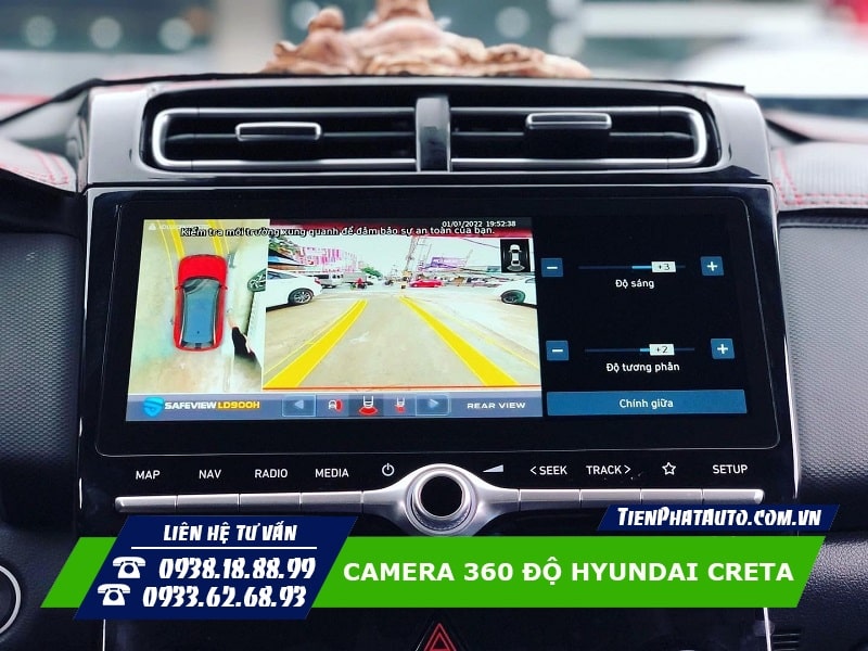 Hình ảnh hiển thị camera 360 Safeview lắp trên Hyundai Creta