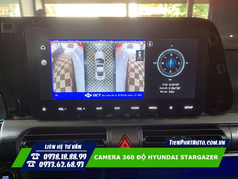 Hình ảnh góc quay camera 360 độ Hyundai Stargazer 2 bên hông phía trước xe