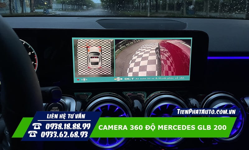 Hình ảnh camera 360 độ Mercedes GLB 200 hiển thị góc quay trái