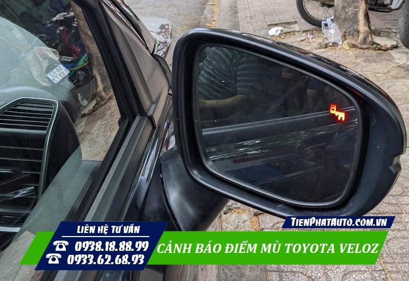 Cảnh báo điểm mù Toyota Veloz loại gắn khắc CNC trên gương