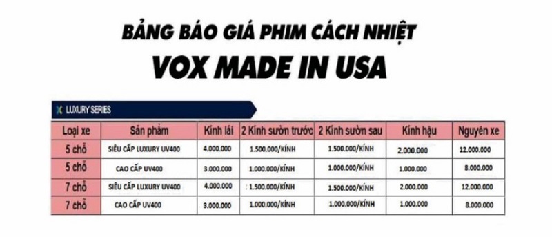 Bảng giá dán phim cách nhiệt VOX chính hãng cho xe Mazda CX30