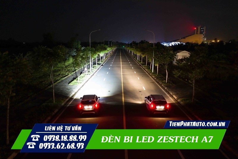 Độ chiếu sáng của đèn bi LED Zestech A7 cải thiện tốt hơn so với zin