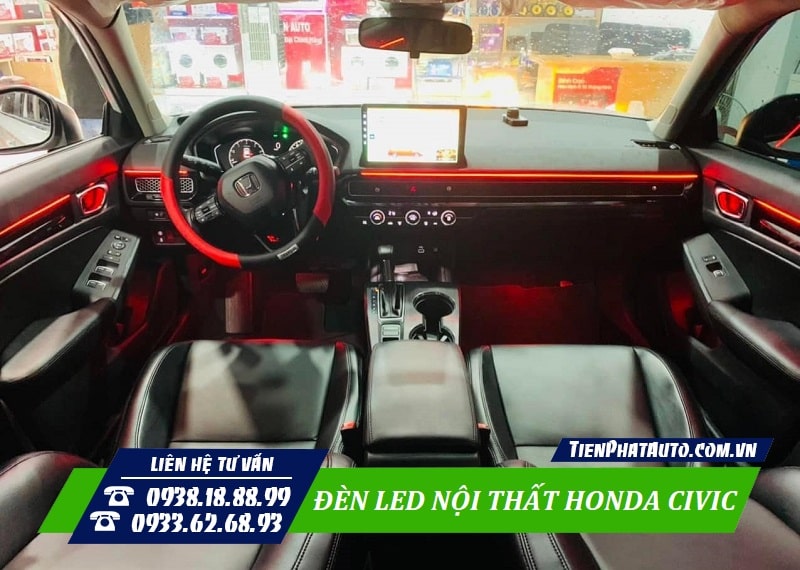 Đèn LED nội thất Honda Civic 2022 gúp không gian xe nổi bật hơn