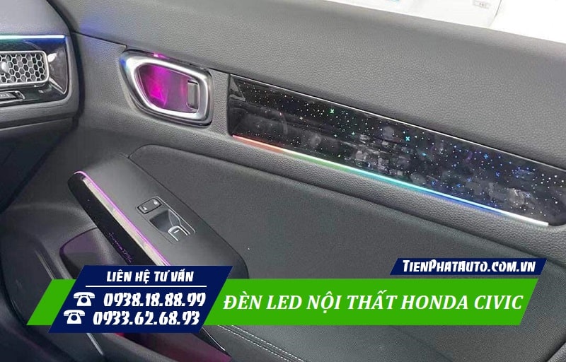 Mẫu LED nội thất V3 lắp đặt cho xe Honda Civic 2022