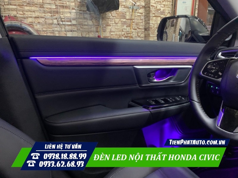 Mẫu LED nội thất V2 lắp đặt cho xe Honda Civic 2022