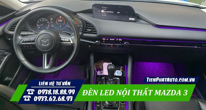 LED nội thất Mazda 3 thiết kế lắp đặt hoàn toàn cắm giắc zin 100%