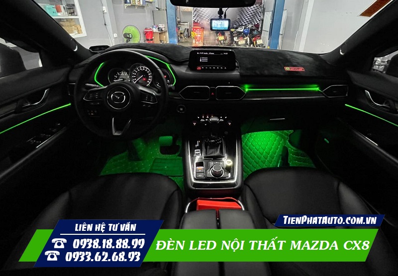 Không gian bên trong nổi bật hơn khi độ đèn LED nội thất Mazda CX8