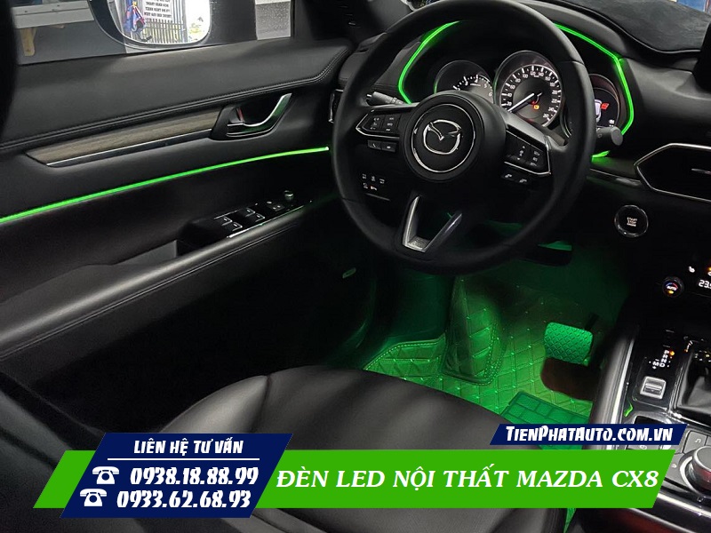 Đèn LED nội thất Mazda CX8 có đến 64 màu sắc để thay đổi tùy ý