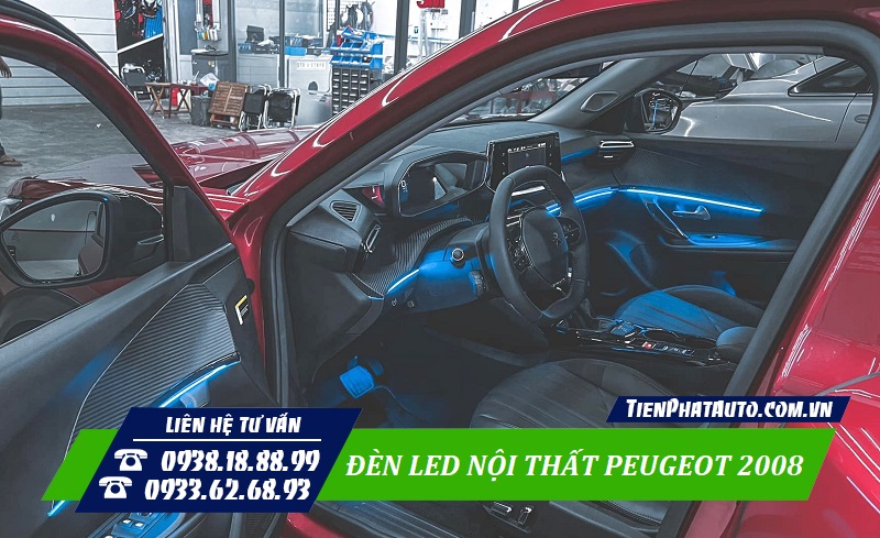 Đèn LED nội thất cho xe Peugeot 2008 giúp mang lại nhiều sự tiện lợi