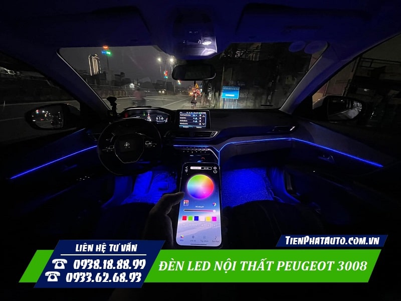 Đèn LED nội thất Peugeot 3008 có đầy đủ màu sắc để bạn lựa chọn
