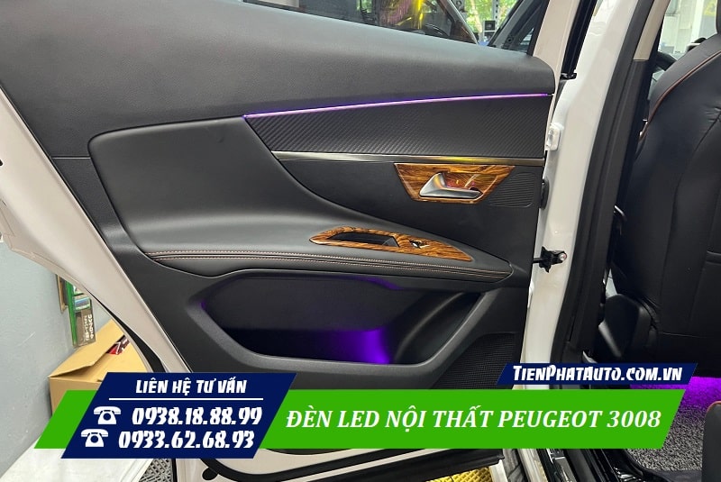Đèn LED nội thất Peugeot 3008 lắp đặt hoàn toàn cắm giắc zin theo xe