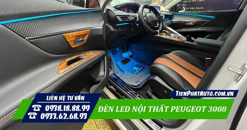 Đèn LED nội thất Peugeot 3008 giúp nội thất xe nổi bật hơn