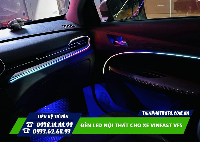 Lắp đèn LED nội thất cho xe Vinfast VF5 biến nội thất nổi bật hơn