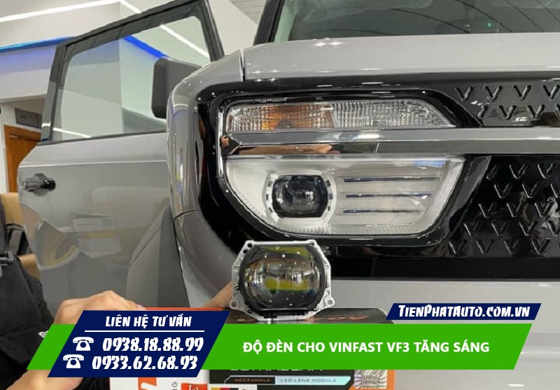 Độ đèn Vinfast VF3 giúp tăng sáng tốt hơn, hỗ trợ lái xe an toàn