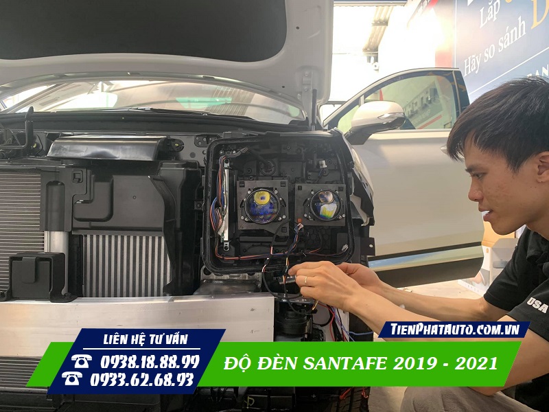 Độ đèn cho xe Hyundai Santafe 2019 - 2021 hoàn toàn cắm giắc 100%