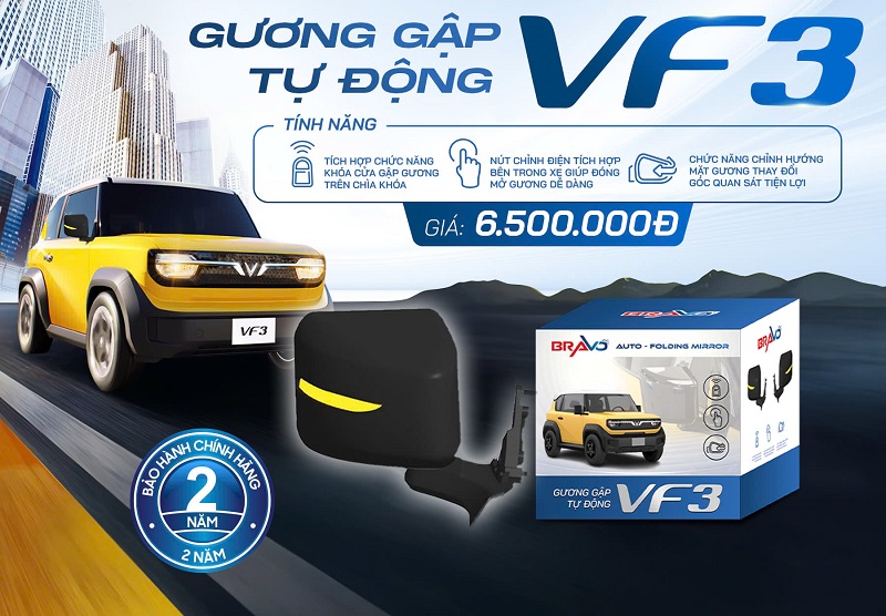 Độ gập gương điện có xi nhan cho xe Vinfast VF3