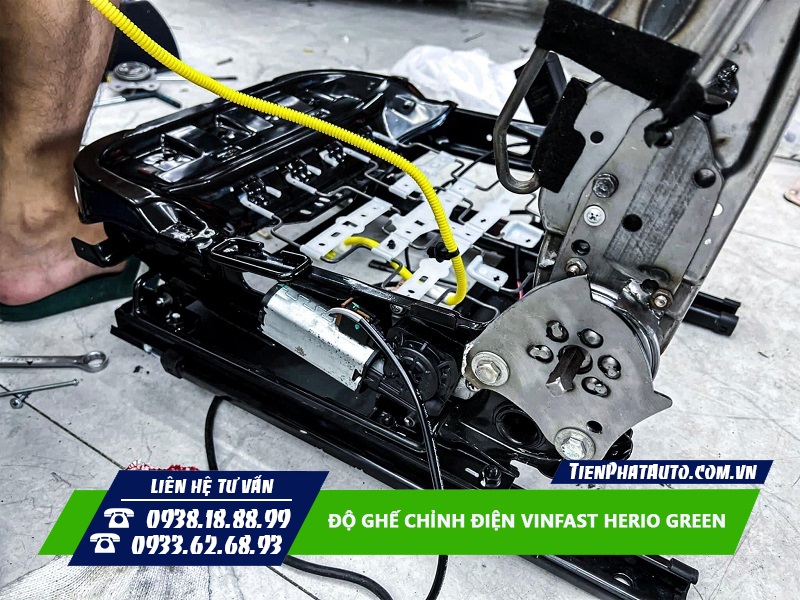 Ghế chỉnh điện cho Herio Green được thiết kế riêng theo xe, lắp cắm giắc