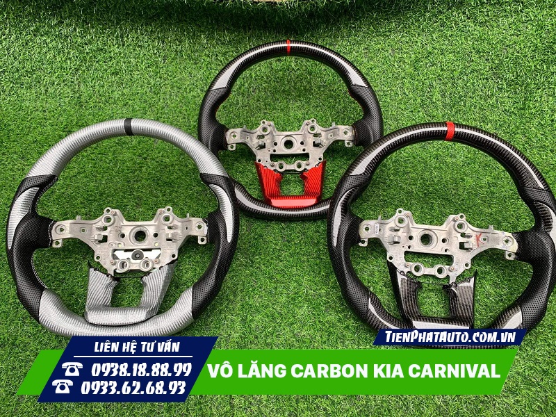 Vô lăng Carbon Kia Carnival có đầy đủ kiểu dáng màu sắc để bạn lựa chọn