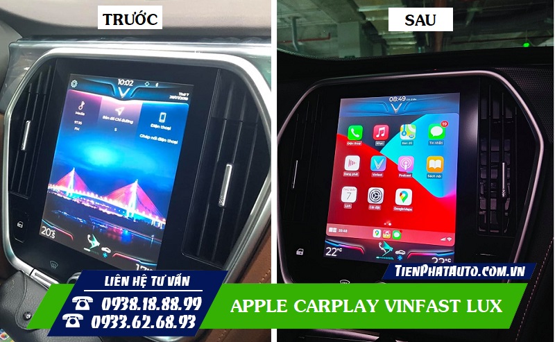 Trước và sau khi cài đặt Apple Carplay cho Vinfast LUX