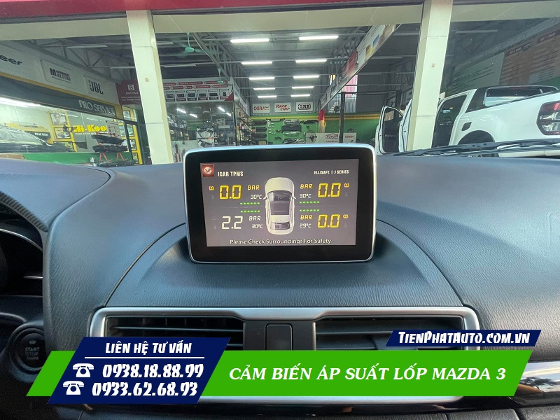 Lắp cảm biến áp suất lốp Mazda 3 giúp giám sát nhiệt độ và áp suất lốp hiệu quả