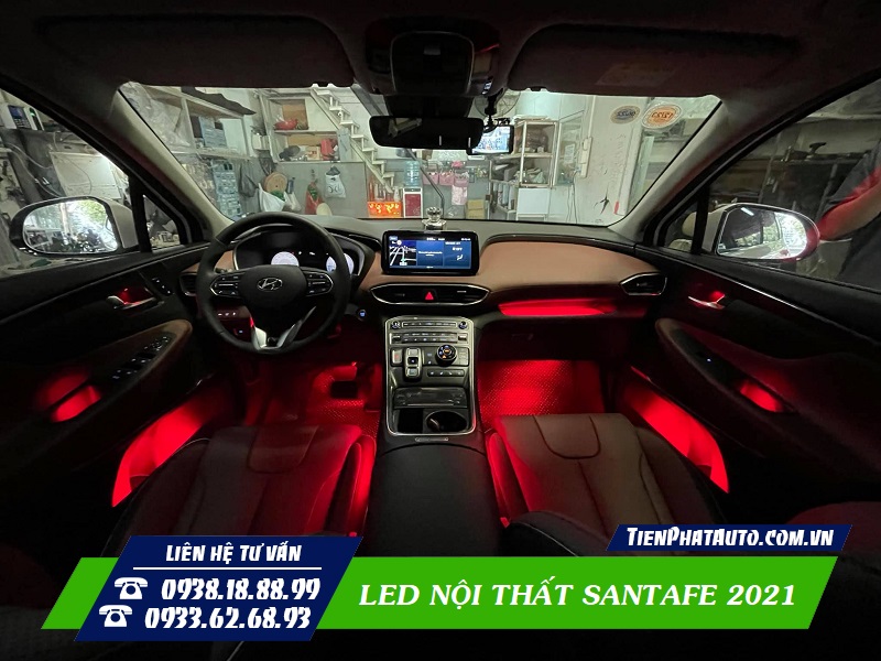 LED nội thất Hyundai Santafe có 64 màu sắc vô cùng nổi bật