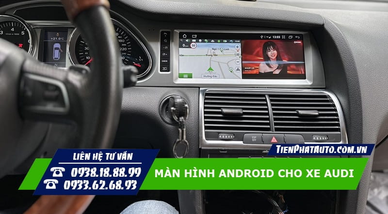 Màn hình Android cho xe Audi có điều khiển giọng nói và chia màn hình