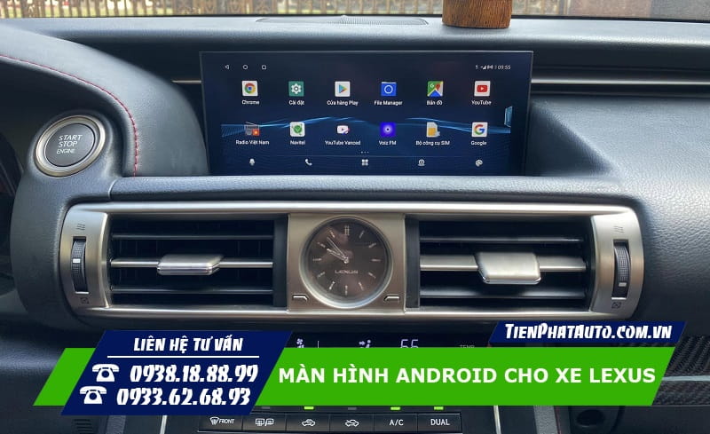 Hình ảnh màn hình Android Fly lắp đặt trên xe Lexus IS