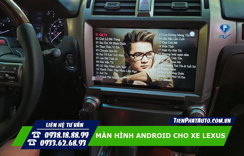 Hình ảnh màn hình Android Fly lắp đặt trên xe Lexus GX460