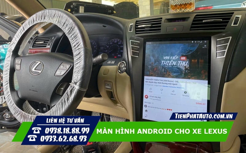 Hình ảnh màn hình Android Fly lắp đặt trên xe Lexus LS460