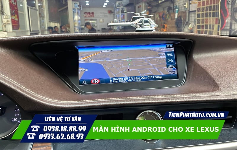 Hình ảnh màn hình Android Fly lắp đặt trên xe Lexus ES