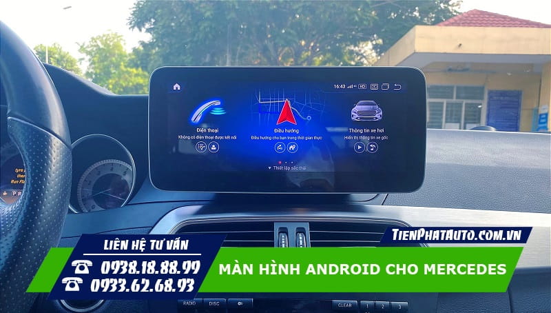 Hỉnh ảnh màn hình Android lắp cho xe Mercedes C Class (2011 - 2015)