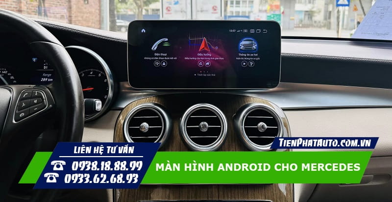 Hỉnh ảnh màn hình Android lắp cho xe Mercedes C Class (2016 - 2019)