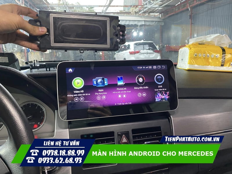 Hỉnh ảnh màn hình Android lắp cho xe Mercedes C Class (2007 - 2010)