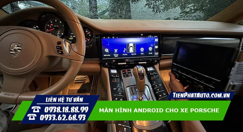 Hình ảnh màn hình Android lắp trên xe Porsche Cayenne