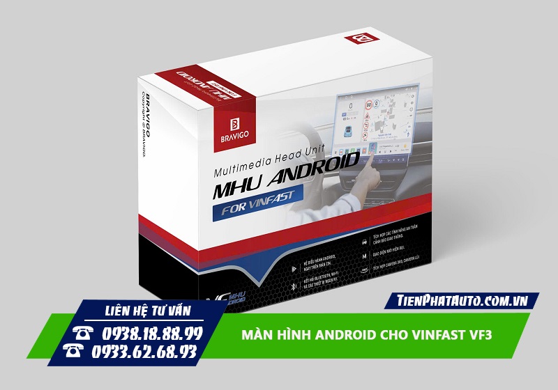 Tiến Phát Auto chuyên lắp màn hình Android Bravigo cho Vinfast VF3