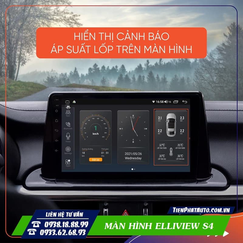 Elliview S4 tích hợp hiển thị áp suất lốp ngay trên màn hình
