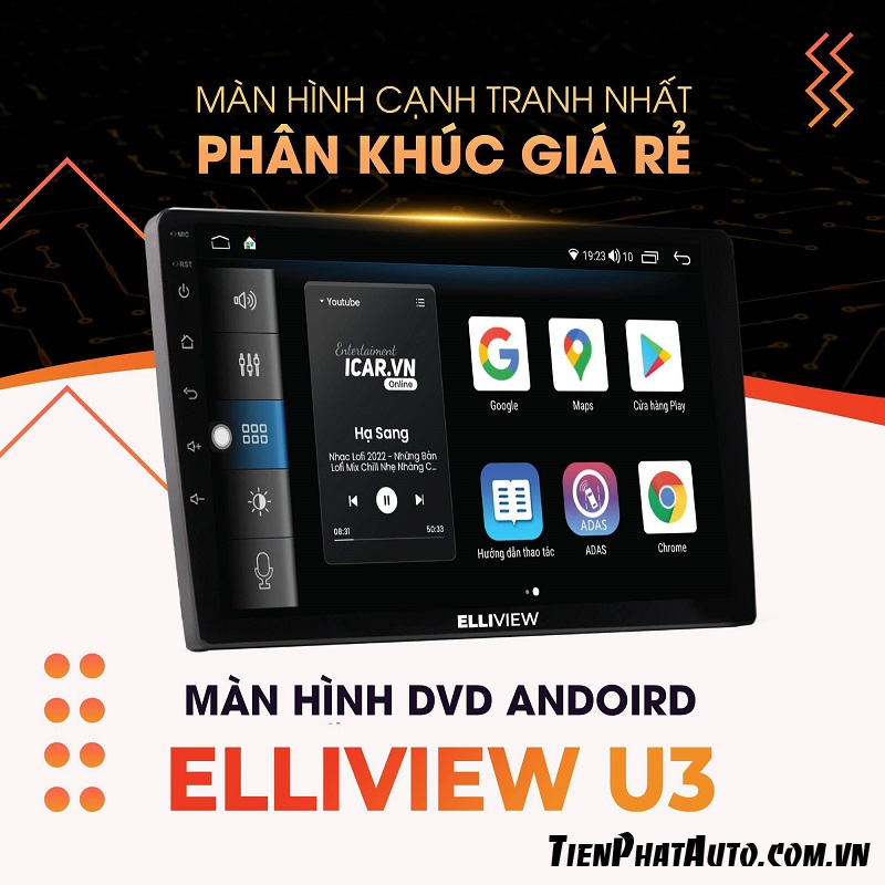 Màn hình Android Elliview U3 chính hãng phân khúc giá rẻ