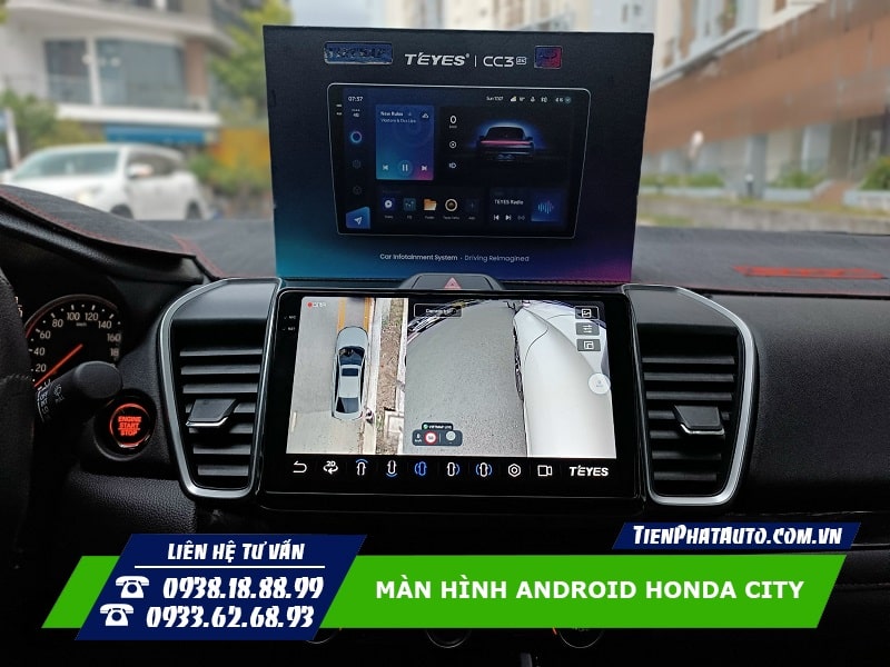 Màn hình Android Honda City có tích hợp camera 360 kiêm ghi hành trình