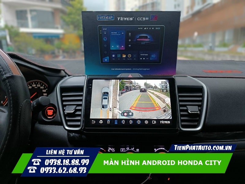 Màn hình Android Honda City tích hợp camera 360 độ quan sát toàn cảnh