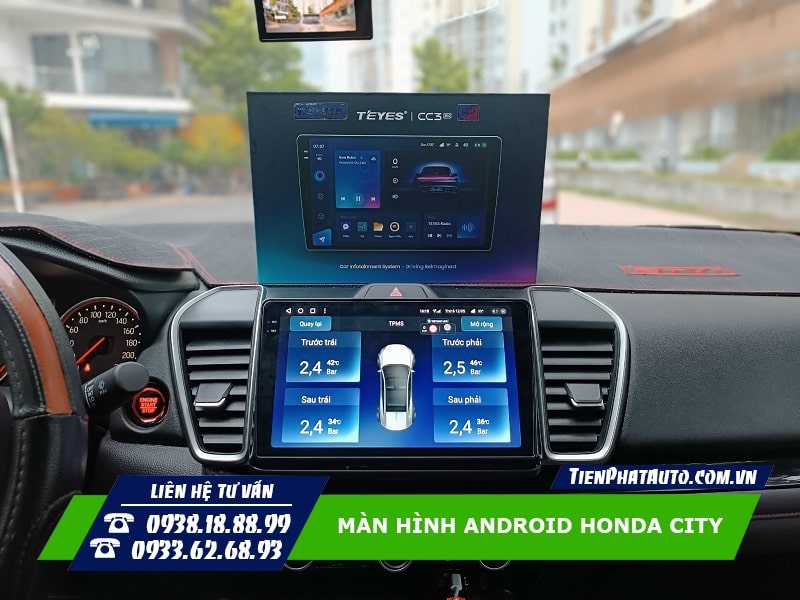 Màn hình Android Honda City tích hợp cảm biến áp suất lốp