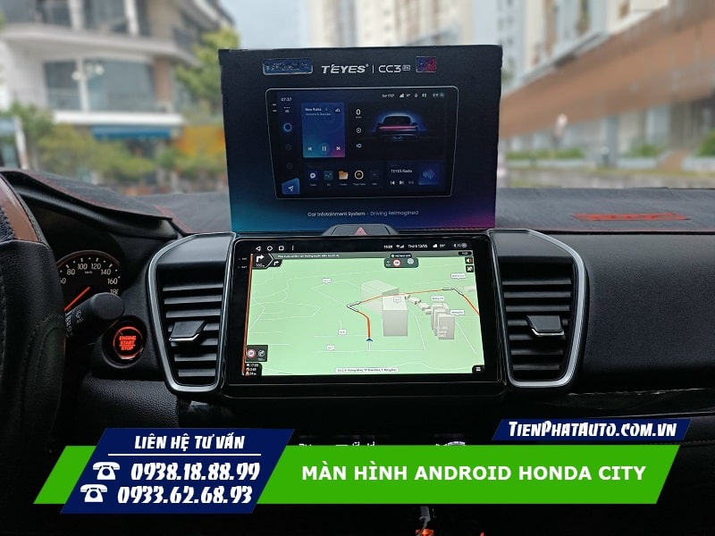 Màn hình Android Honda City hỗ trợ xem chỉ đường và cảnh báo giao thông
