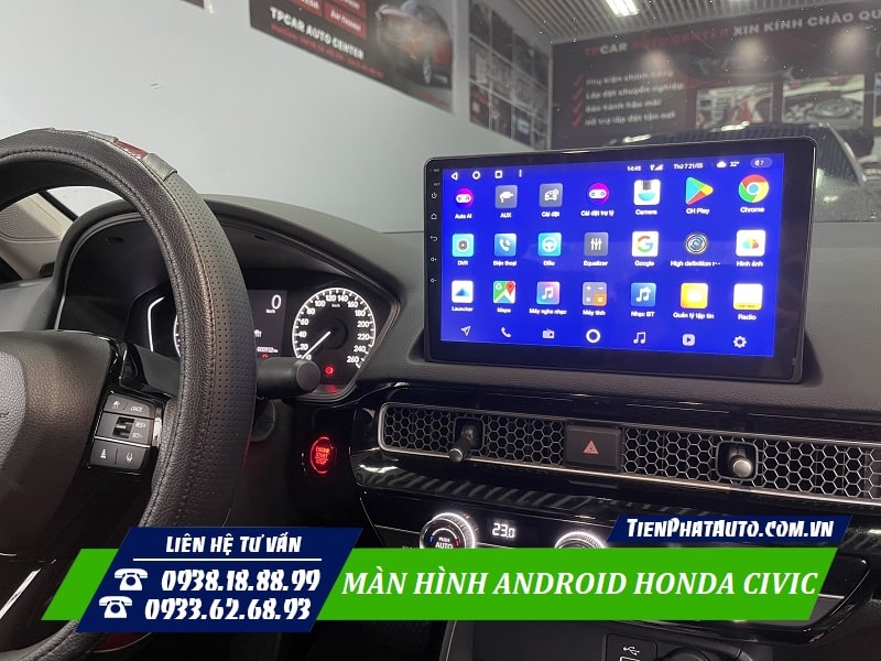 Màn hình Android Honda Civic tích hợp đầy đủ ứng dụng thông minh