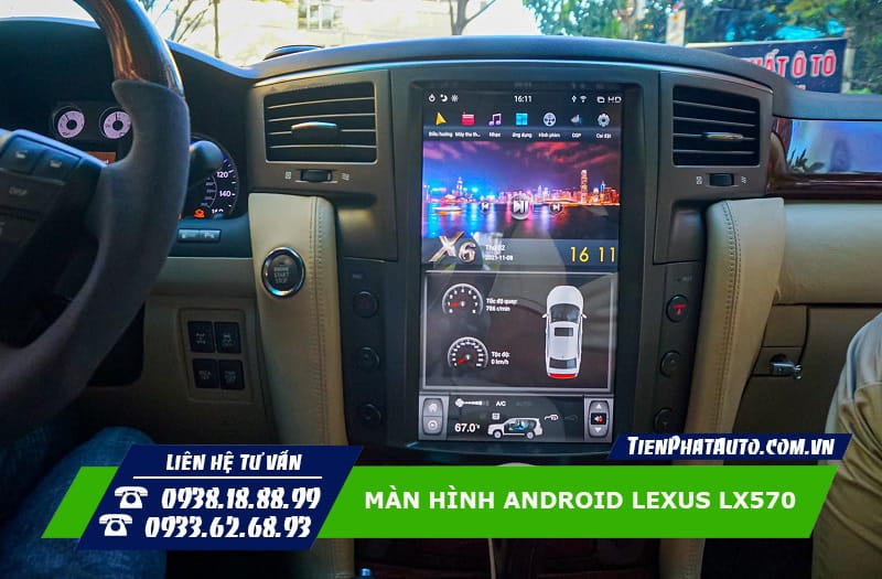 Màn hình Android cho xe Lexus LX570 kích thước lớn hiển thị sắc nét