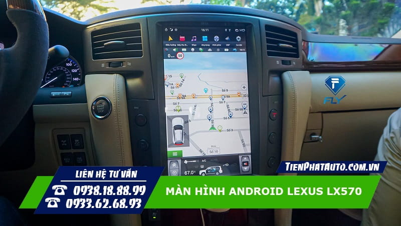 Màn hình Android cho xe Lexus LX570 hỗ trợ xem chỉ đường, cảnh báo giao thông