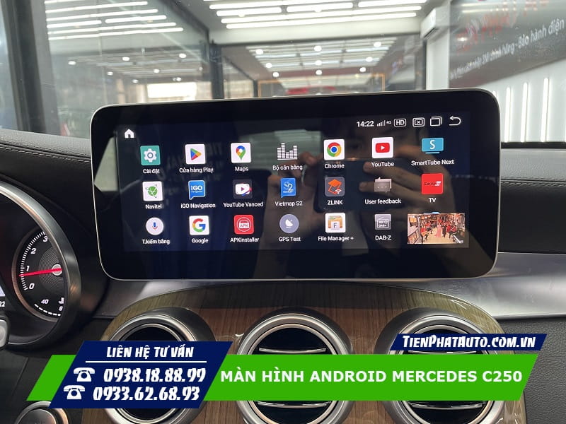 Màn hình Android Mercedes C250 tích hợp điều khiển giọng nói thông minh
