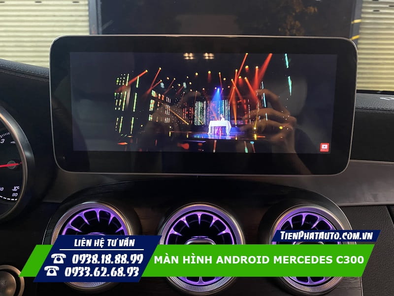 Màn hình Android Mercedes C300 đáp ứng các nhu cầu giải trí