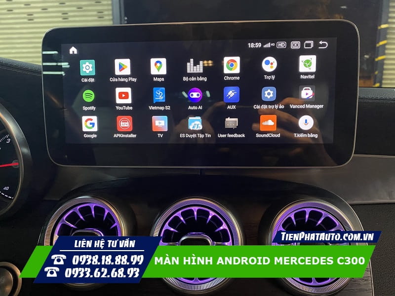 Màn hình Android cho Mercedes C300 tích hợp đầy đủ các chức năng