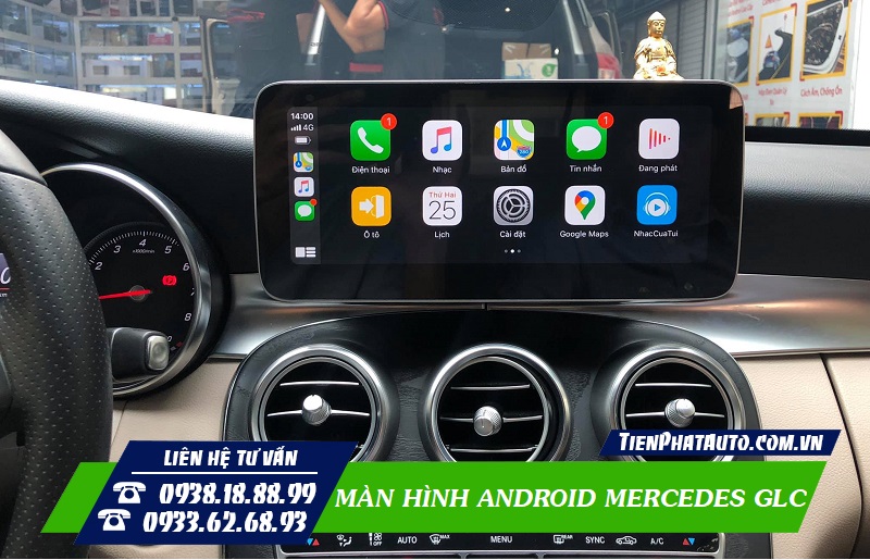 Màn hình Mercedes GLC có thể kết nối với điện thoại thông qua Apple Carplay và Android Auto